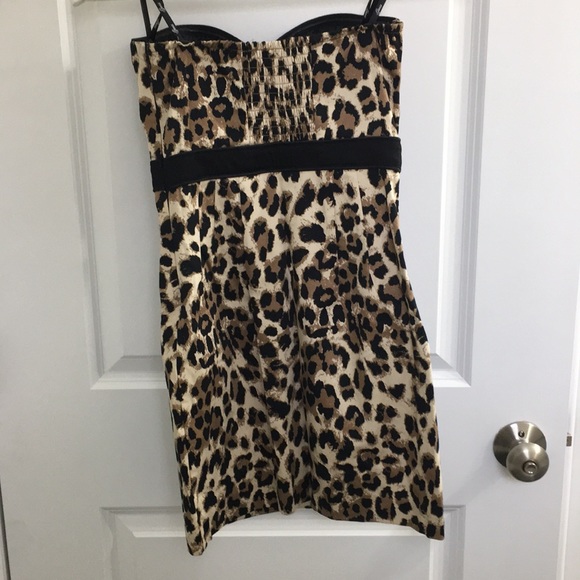 Guess, Leopard Print Strapless Dress - Picture 3 of 5